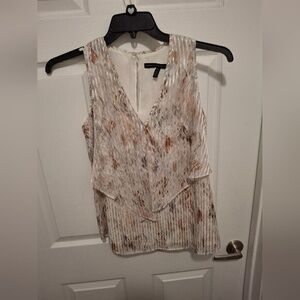 🍂3/$15 White House Black Market XS Metallic Cream‎ Layered Metallic Blouse